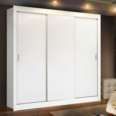 Guarda-Roupa Casal Madesa Lyon Plus 3 Portas de Correr 4 Gavetas Branco