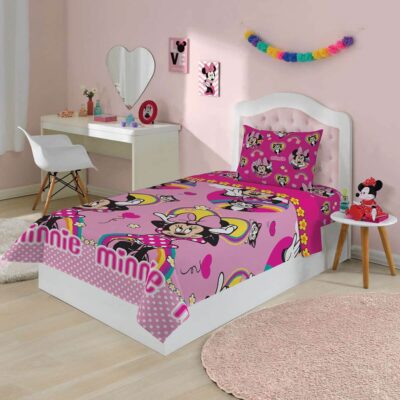 Jogo de Cama Infantil 2 Peças Microfibra Minnie