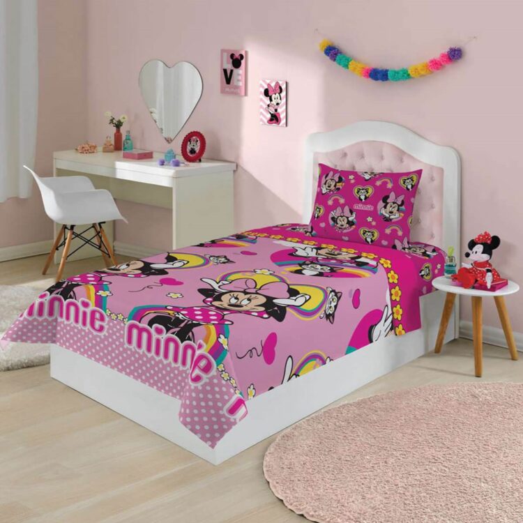 Jogo de Cama Infantil 2 Peças Microfibra Minnie