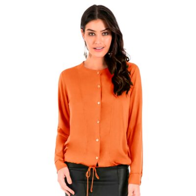 Blusa Feminina Manga Longa Viscose Botão