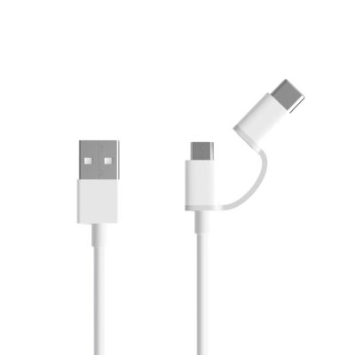 Cabo USB 2 em 1 Saída MicroUSB+USB-C 30cm