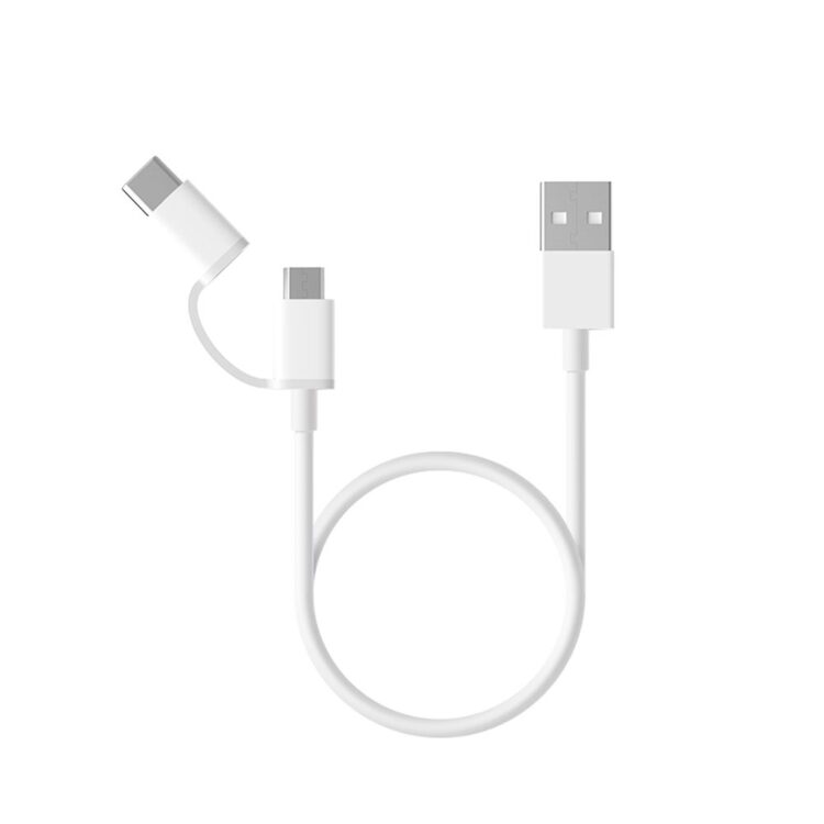 Cabo USB 2 em 1 Saída MicroUSB+USB-C 100cm