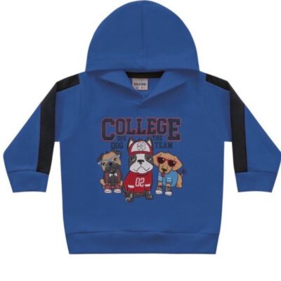 Casaco Bebê Menino Em Moletom Cachorrinhos  - Fakini - M - Azul