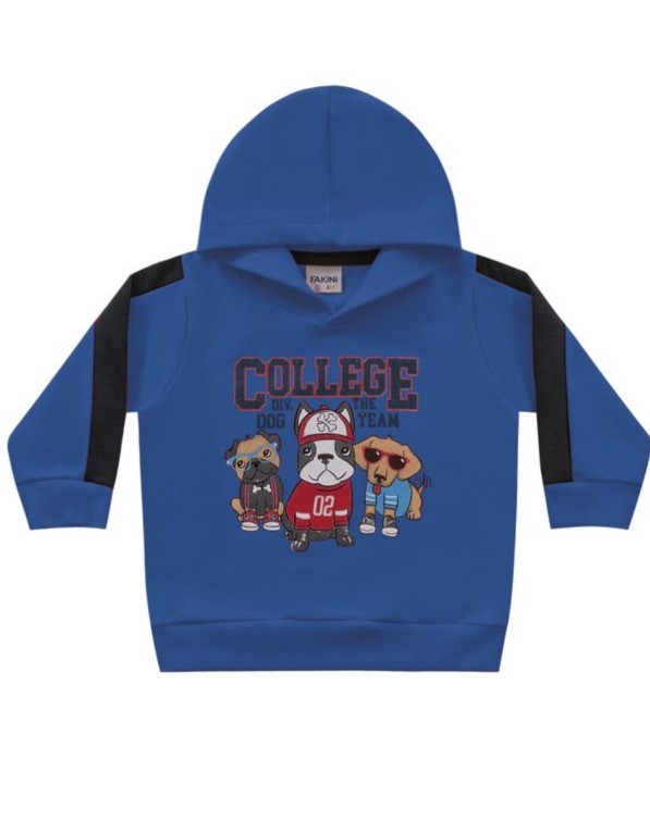 Casaco Bebê Menino Em Moletom Cachorrinhos  - Fakini - M - Azul