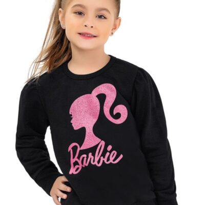 Casaco Infantil Menina Em Moletom Peluciado Barbie Produto Oficial Tam 4 a 10 - Fakini - 6