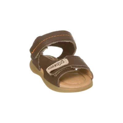 Sandália Infantil Masculina Ortopé Carinhoso Fecho Duplo Café