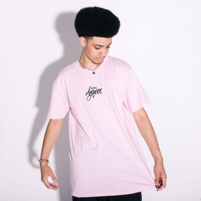 Camiseta Masculina Over Anjuss Stroke Rosa chiclete PP