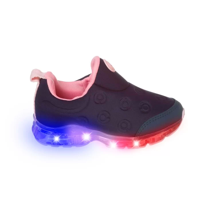 Tênis Led Infantil Feminino Ortopé Power Light Marinho E Rosa