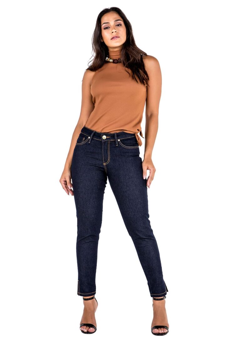 Calça Cropped Feminina Tradicional Jeans