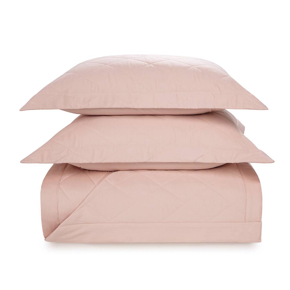 Kit Colcha King Size Karsten Domos 100% Algodão Cetim 270 Fios (3 Peças) - Rosa