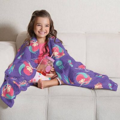 Manta Infantil de Sofá Fleece Lepper Oceano Colorido Sereia