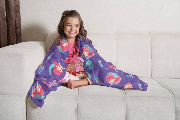Manta Infantil de Sofá Fleece Lepper Oceano Colorido Sereia