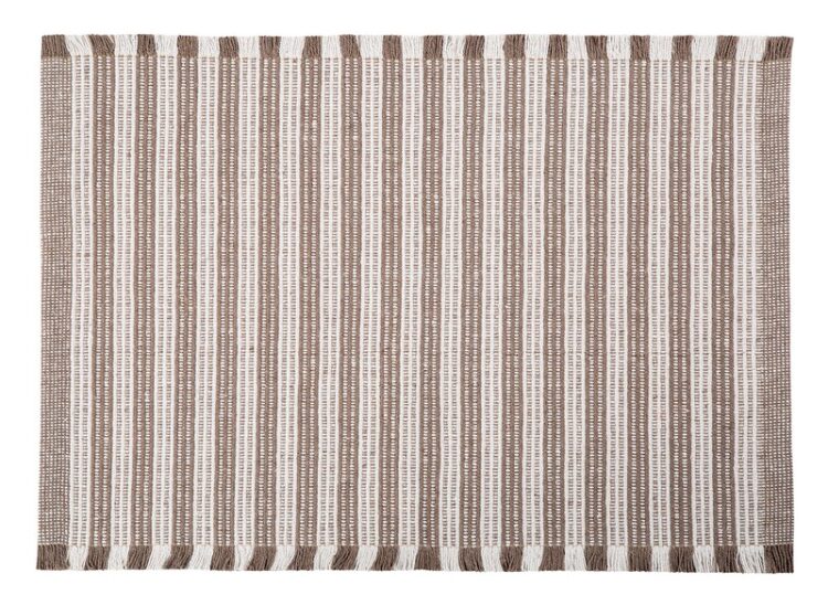 Tapete Para Casa / Cozinha CasaComCasa Listrado Minimalista 100% Algodão 40cm x 60cm (1 peça) - Cáqui