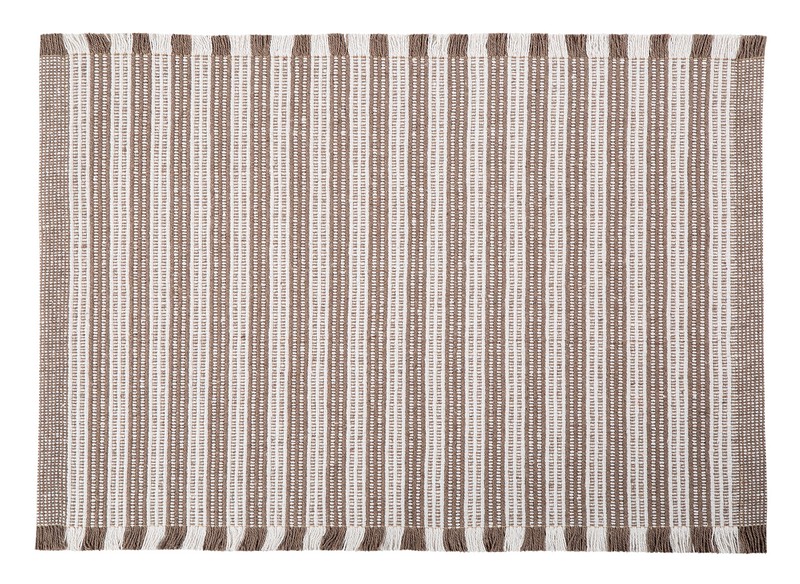 Tapete Para Casa / Cozinha CasaComCasa Listrado Minimalista 100% Algodão 40cm x 60cm (1 peça) - Cáqui