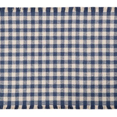 Tapete Para Casa / Cozinha CasaComCasa Xadrez Nórdico 100% Algodão 45cm x 1,20m (1 peça) - Azul