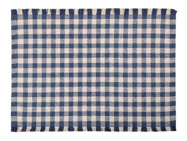 Tapete Para Casa / Cozinha CasaComCasa Xadrez Nórdico 100% Algodão 45cm x 1,20m (1 peça) - Azul