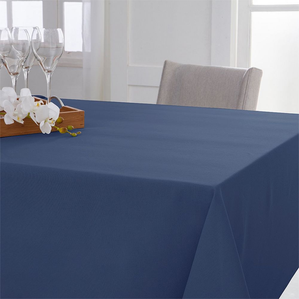 Toalha de Mesa Retangular Naturalle Limpeza Prática Mesa Lisa Marinho 8 Lugares 1,60m x 2,50m