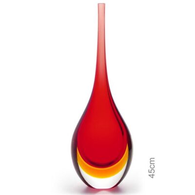 Gota Alta Bicolor Vermelha com Âmbar Murano Cristais Cadoro