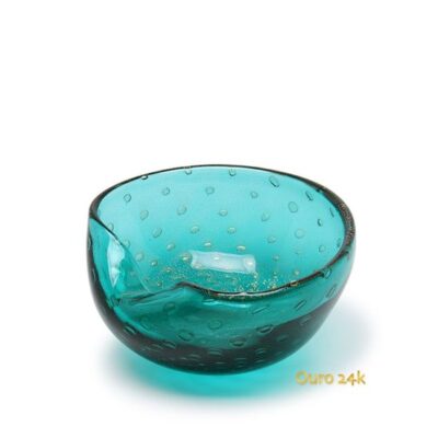 Bowl 1 Tela Verde com Ouro Murano Cristais Cadoro