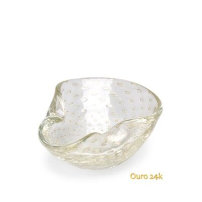 Bowl 2 Tela Transparente com Ouro Murano Cristais Cadoro