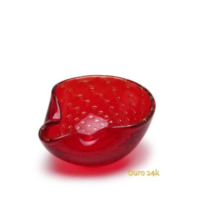 Bowl 2 Tela Vermelho com Ouro Murano Cristais Cadoro