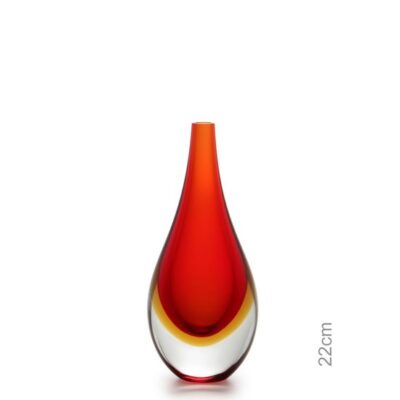 Gota Mini Média Bicolor Vermelha com Âmbar Murano Cristais Cadoro