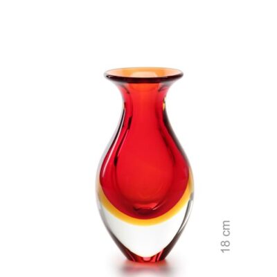 Vaso Mini Alto Bicolor Vermelho com Âmbar Murano Cristais Cadoro