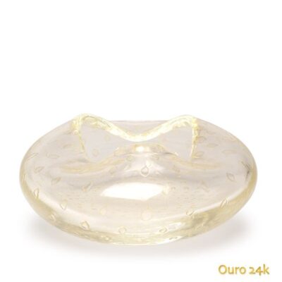 Vaso Oceano 3 Tela Transparente com Ouro Murano Cristais Cadoro