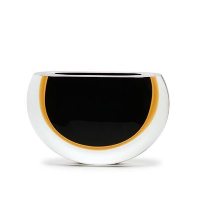 Vaso 92 MS Bicolor Preto com Âmbar Murano Cristais Cadoro