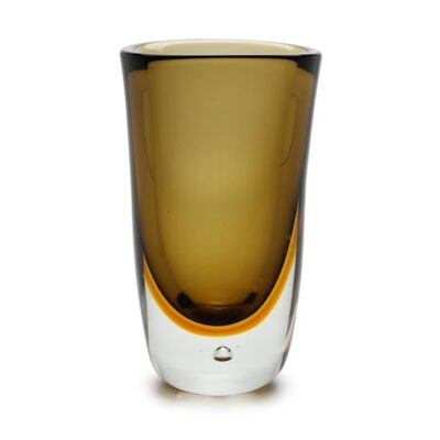 Vaso Alto com Bolha Bicolor Fumê com Âmbar Murano Cristais Cadoro