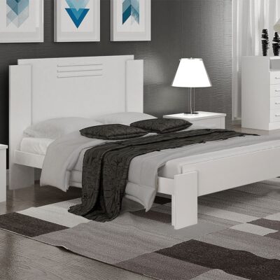 Cama de Casal 115x149x196 cm Dallas Branco