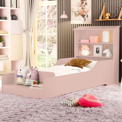 Cama Infantil de Solteiro com 02 Prateleiras 100% MDF 94,5x80x186 cm Liz Rose