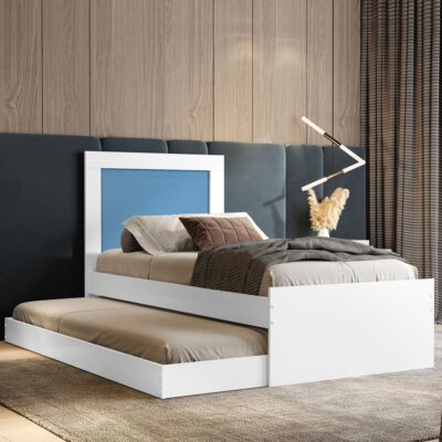 Cama Bicama De Solteiro 100% MDF 112x97x193,5 cm Luara Flex Branco/Azul/Rosa