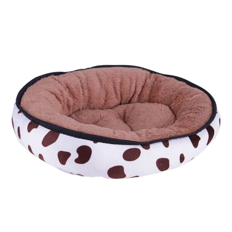 Cama Pet para Cães e Gatos Almofadada Redonda (Tam M) Marrom Estampado LePatin