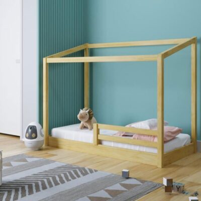 Cama Montessoriana Infantil com Grade de Proteção Tutu Natural