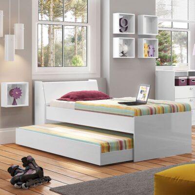 Cama Bicama de Solteiro com Baú 80x88x219 cm Bb-28 Branco Ditália Móveis