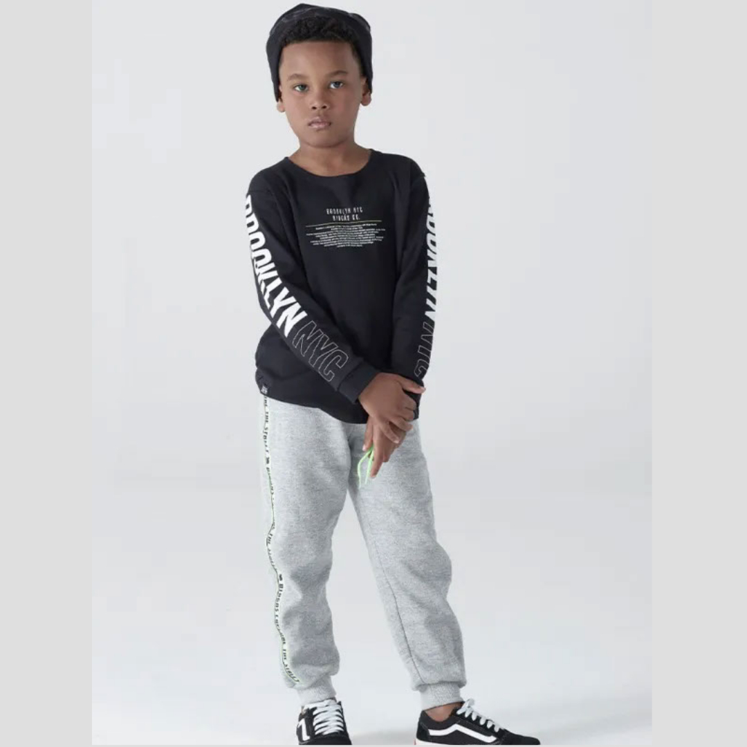 Calça Infantil Menino Em Moletom Peluciado Cinza Tam 1 a 10 - Biogás - 2