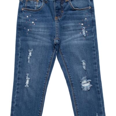 Calça Jeans Stretch Estonado Destroyed Infantil Menina Tam 4 a 12 - Mania Kids - 12