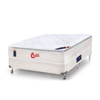 Cama Box + Colchão Queen Size Castor Gold Star Slx Vitagel One Face 158 X 198 X 69