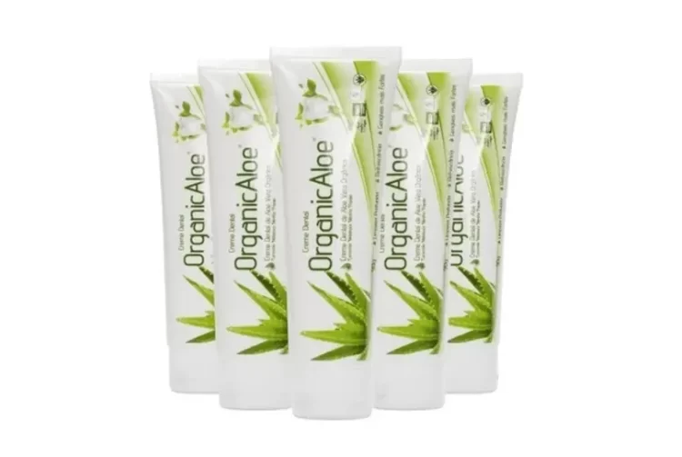 Kit com 5 Un. Creme Dental Orgânico com Aloe Vera OrganicAloe 90g