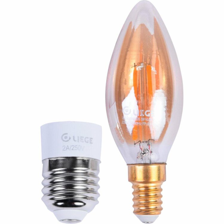 Lâmpada de Led Vela Vintage Âmbar B35 E14 3W 127V Liege