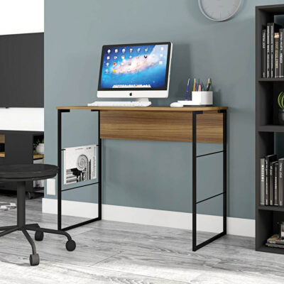 Mesa Industrial Para Escritório Lâmina Mel Preto Fabrick 90 Caemmun