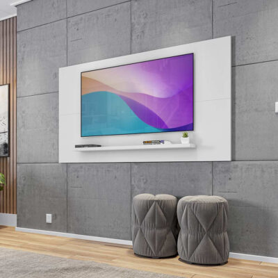 Painel TV Quarto 60 Polegadas Branco Esmeralda Casa D