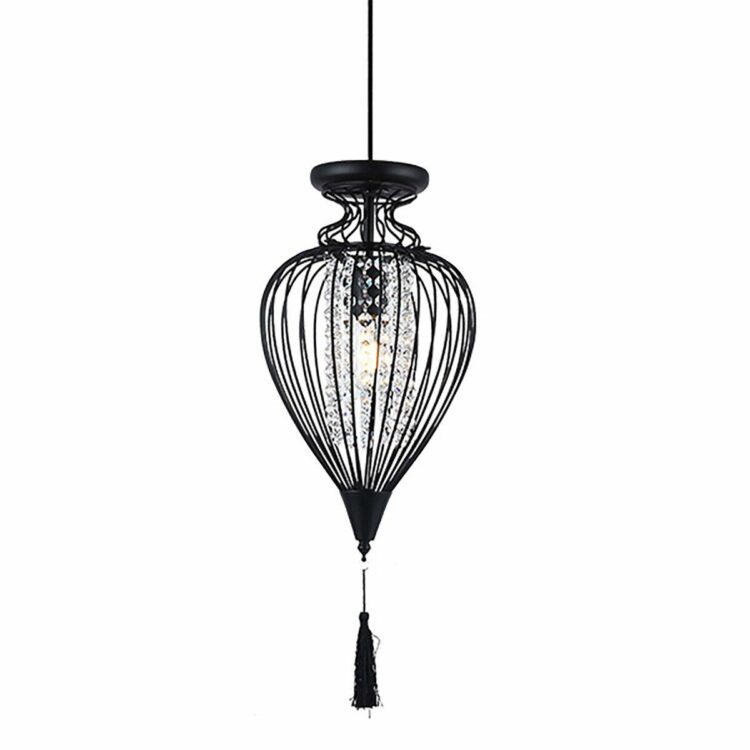 Pendente Istambul M em Metal e Cristal Preto 1Xe27 40W Biv Taschibra