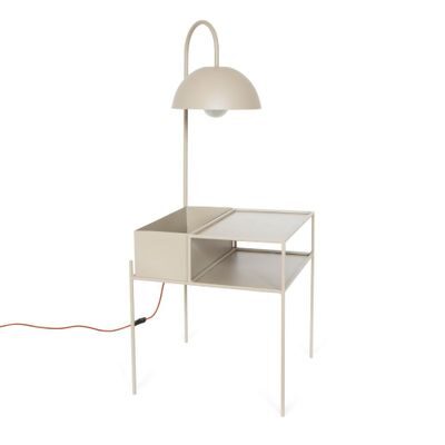 Mesa de Cabeceira com Luminária Winne Taupe 1,25m