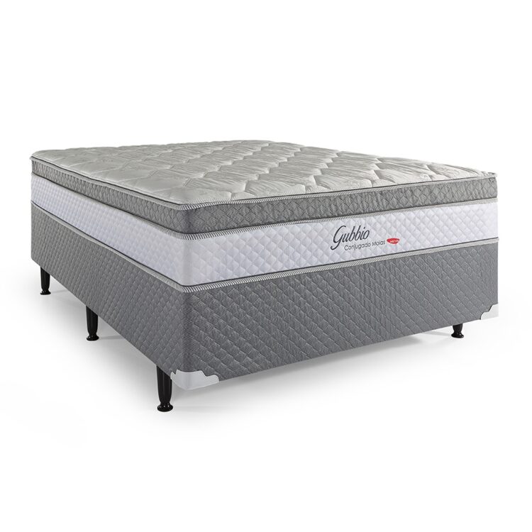 Conjugado Cama Box Casal com Molas Bonnel Gubbio 138x188x57 cm Cinza Herval