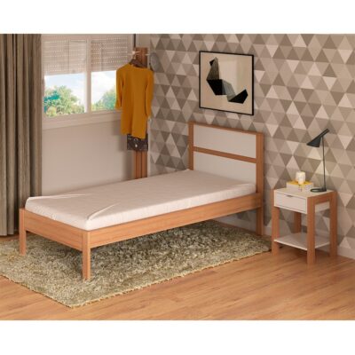 Cama de solteiro CM8004 Amêndoa/Branco Tecnomobili