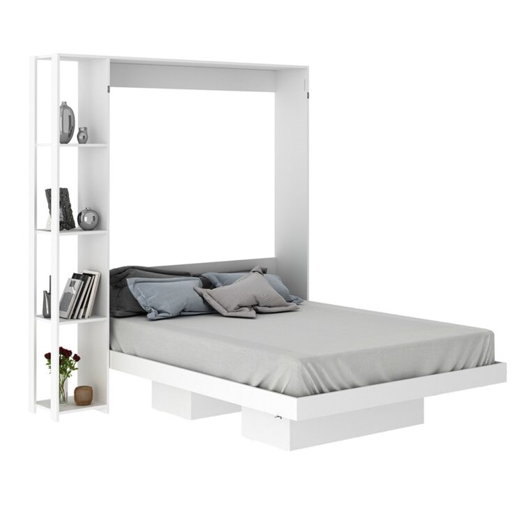 Cama Articulada de Casal com Estante 04 Prateleiras e 02 Nichos CM8014 Branco Tecnomobili