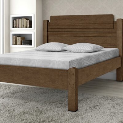 Cama de Casal Paris 103x143x204 cm Castanho Gabrielli Móveis