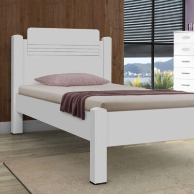 Cama de Solteiro Paris 103x93x204 cm Branco Gabrielli Móveis